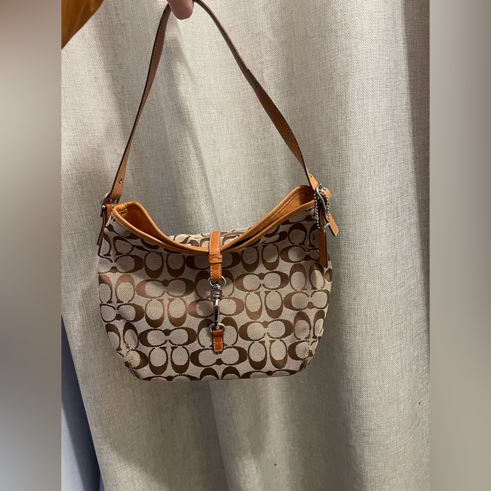 Coach Brown and Tan Shoulder Bag